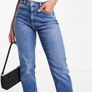 ASOS DESIGN high rise farleigh 'slim' mom jeans in authentic midwash